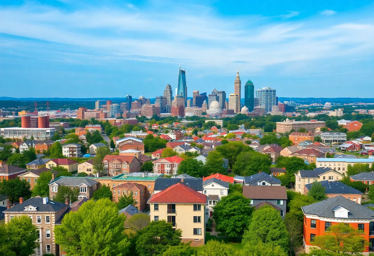 Panoramic view of Nashville with residential buildings