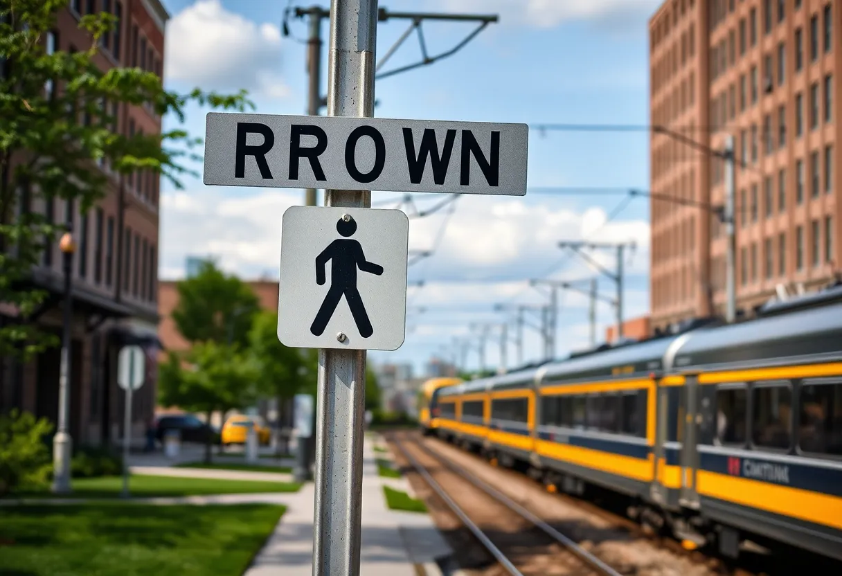 Train crossing sign in Nashville's Wedgewood-Houston neighborhood