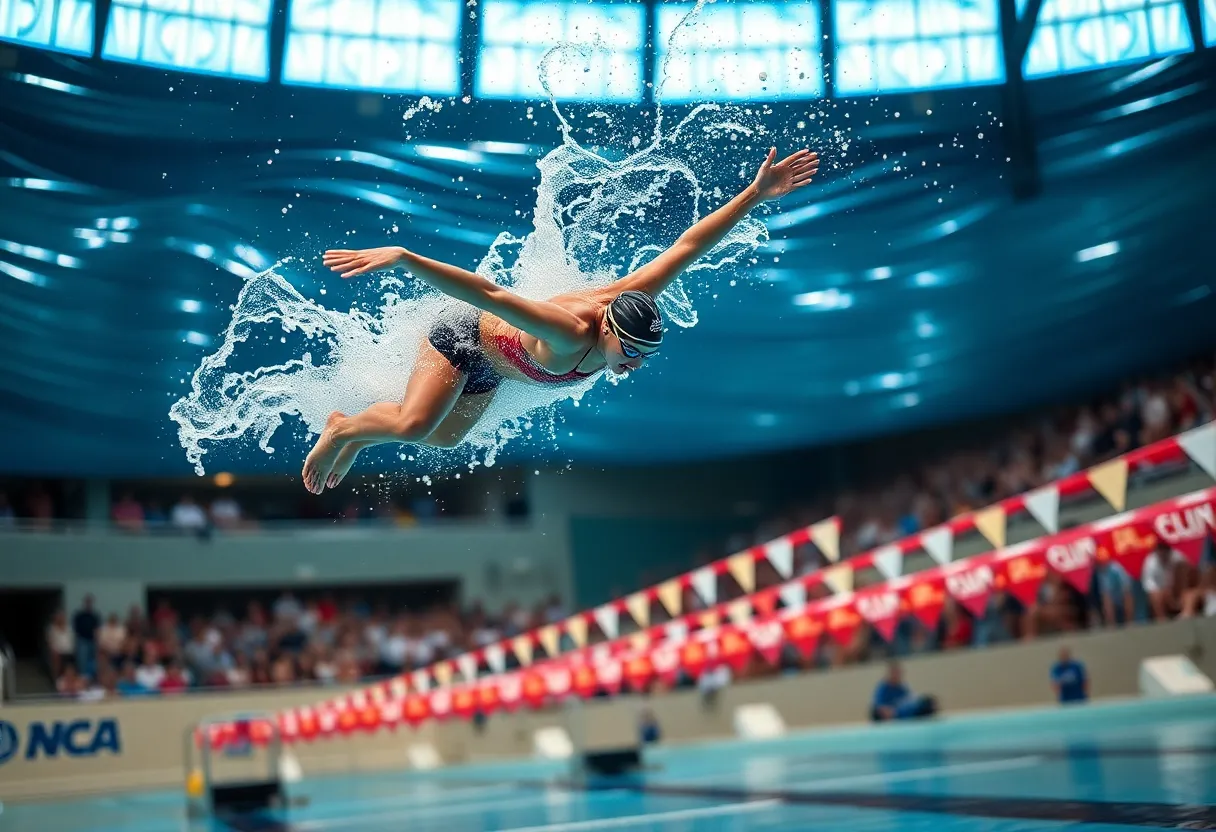 Swimmers competing at the NCAA Swimming Championships