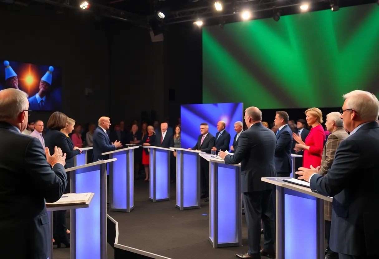 Candidates engaging in a heated debate for New York City mayor