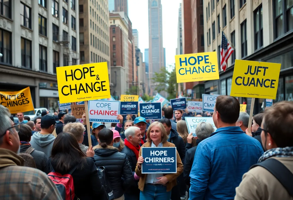 Diverse group of people discussing politics in New York City