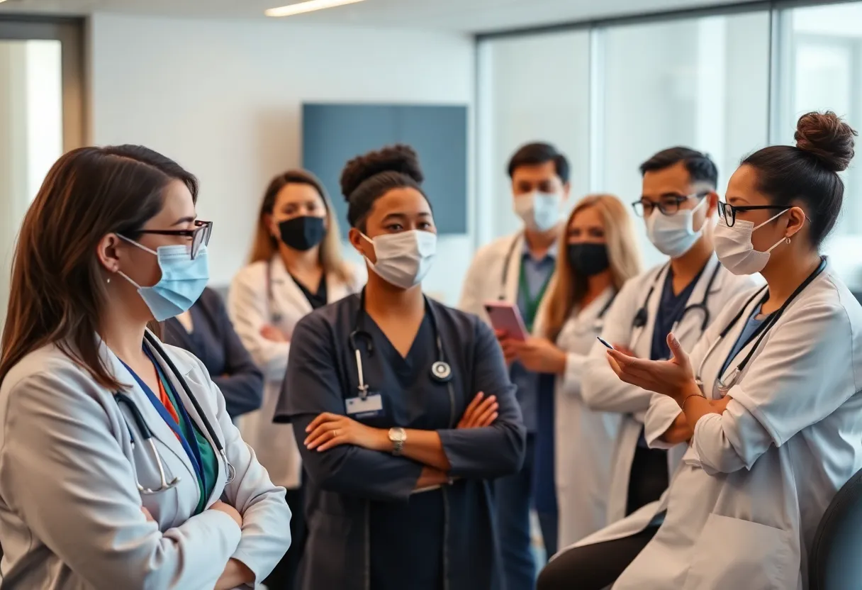 Healthcare professionals discussing vaccination policies