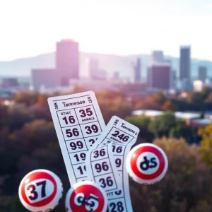 Various Tennessee lottery tickets with winning numbers on a colorful background
