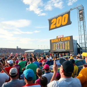 Exciting scene of lottery winners and NASCAR race at Nashville Superspeedway