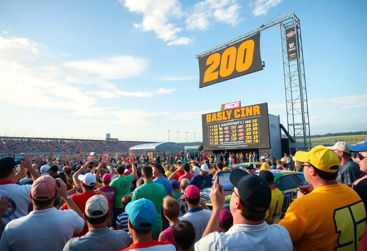 Exciting scene of lottery winners and NASCAR race at Nashville Superspeedway