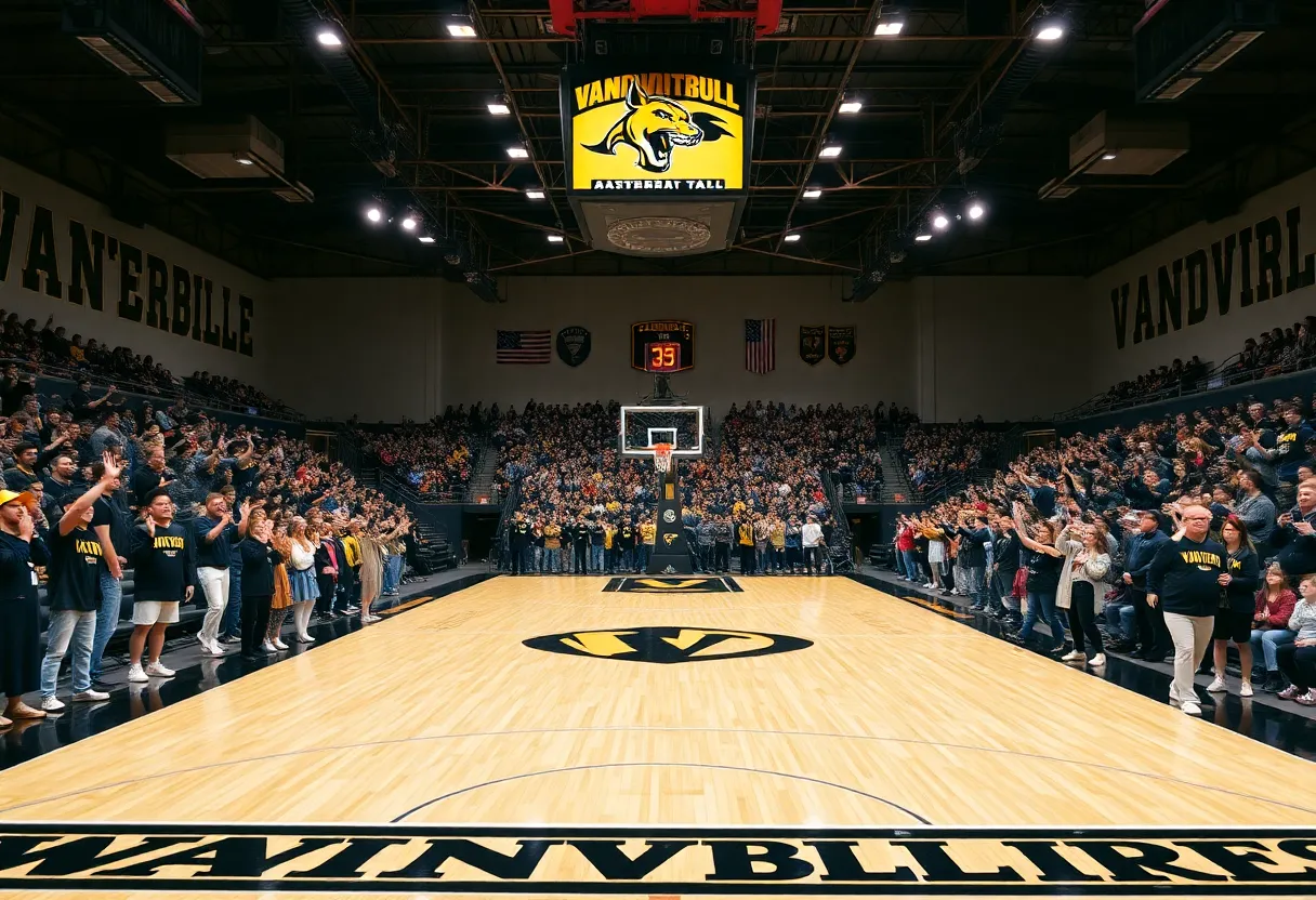 Vanderbilt basketball fans cheering at a game