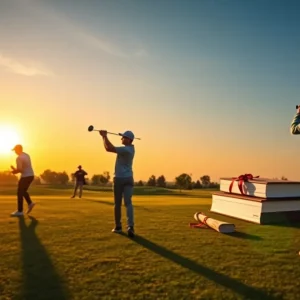 Vanderbilt University golfers practicing on the course.