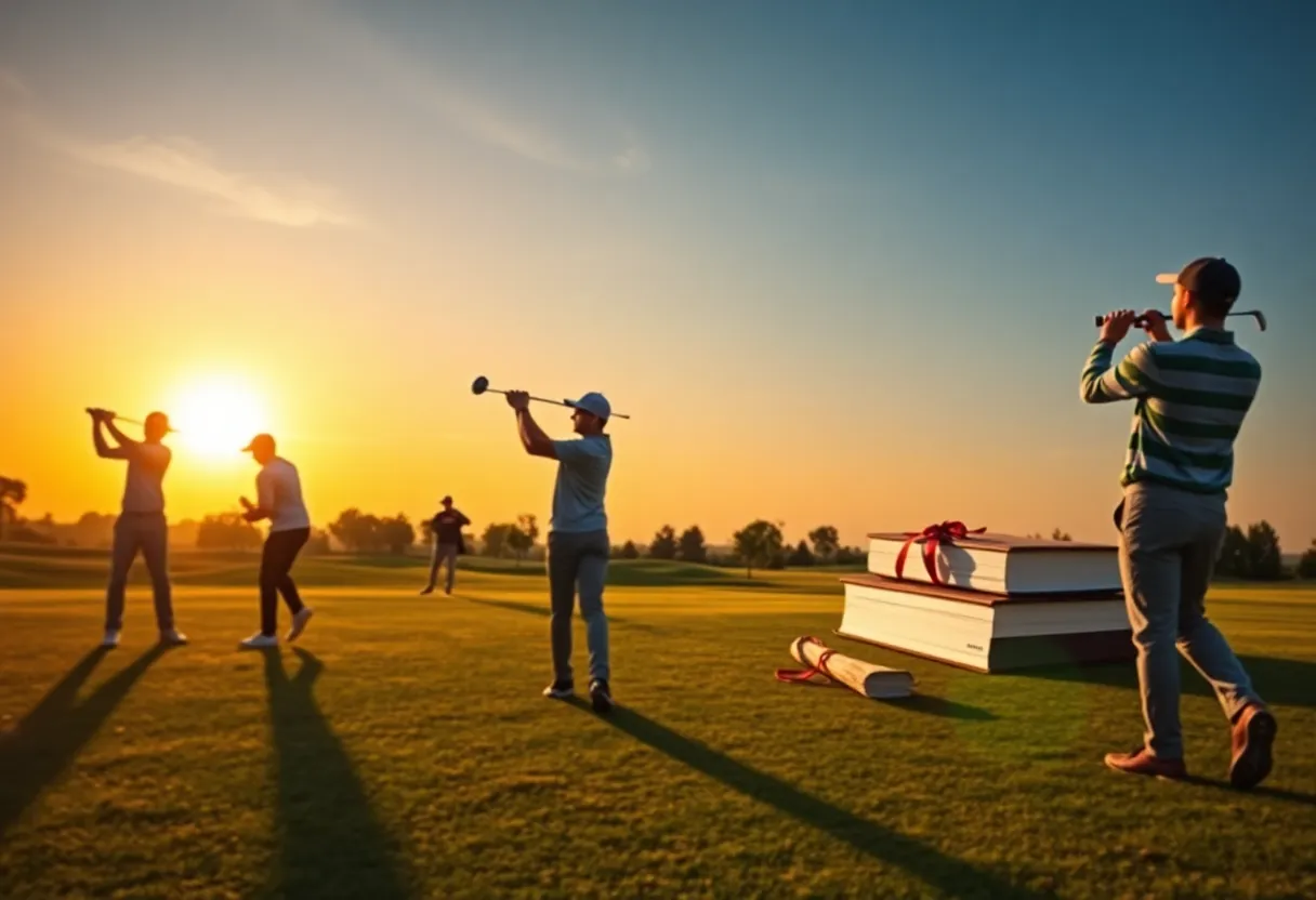 Vanderbilt University golfers practicing on the course.
