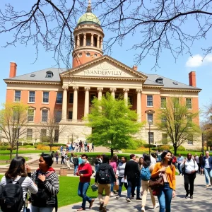 Campus view of Vanderbilt University with students enjoying the educational environment.