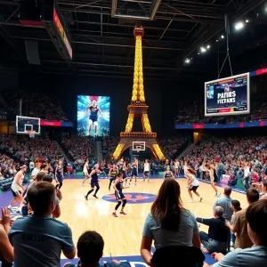 Vanderbilt women's basketball team playing in Paris arena