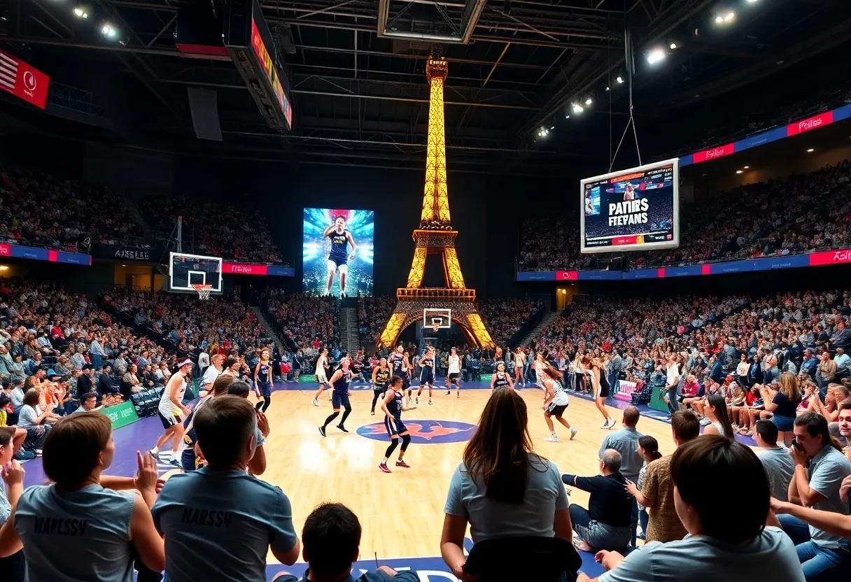 Vanderbilt women's basketball team playing in Paris arena