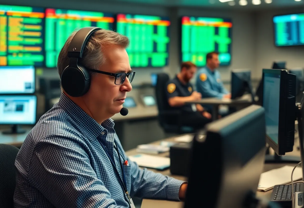 Emergency dispatcher handling calls during 911 service outage.