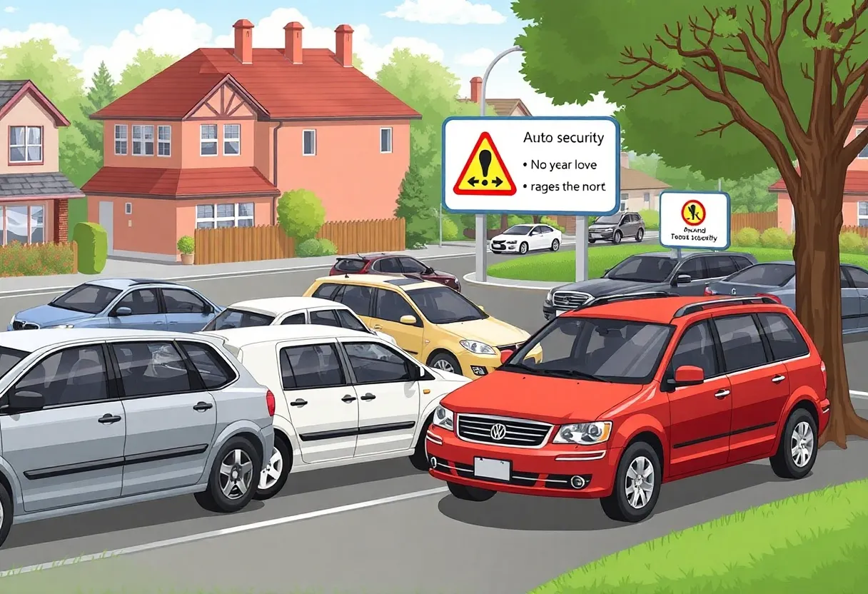 Signs for auto theft prevention in Nashville suburban area