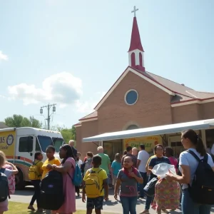 Families enjoying the Back to School Bash at Mt. Zion Baptist Church