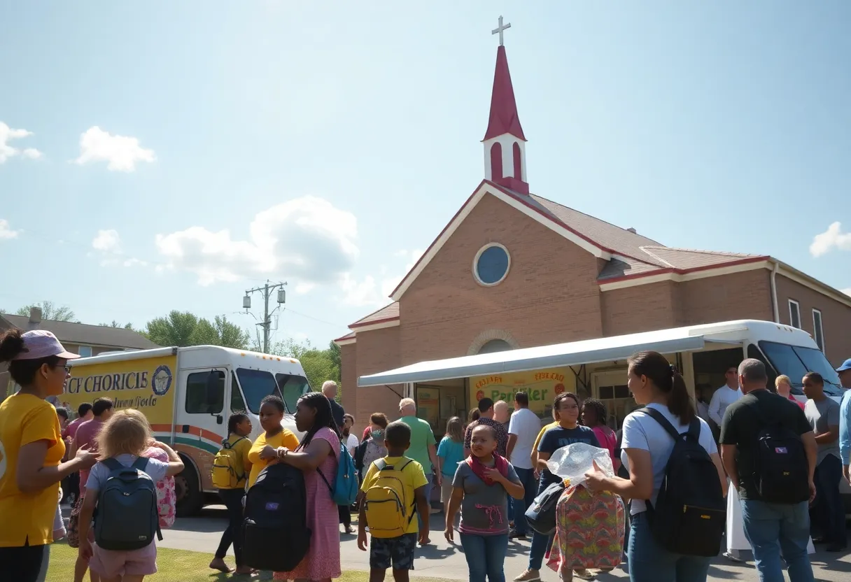 Families enjoying the Back to School Bash at Mt. Zion Baptist Church