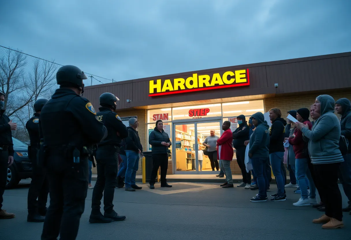 Community members gather outside a Home Depot during a Border Patrol raid