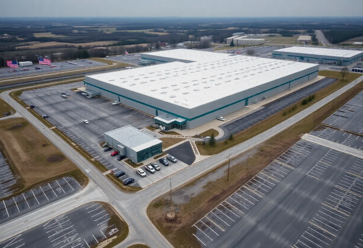 Manufacturing facility in La Vergne, Tennessee, closed with empty parking lots.