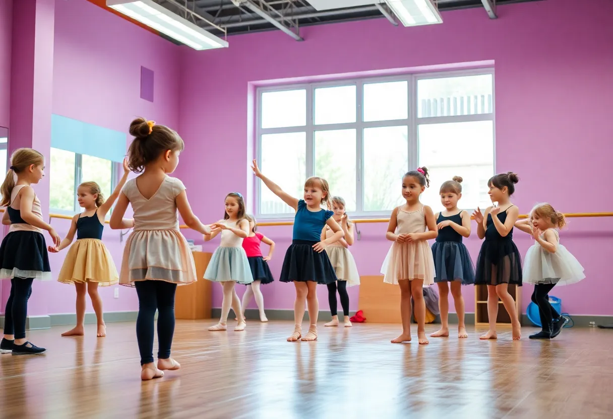 Kids participating in a ballet class at Nashville Ballet