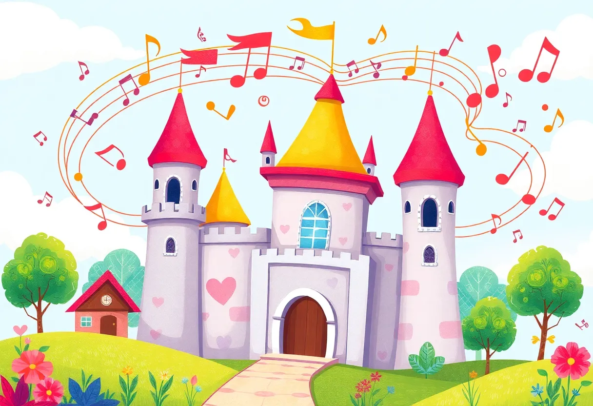 Colorful illustration representing children's music and empowerment.