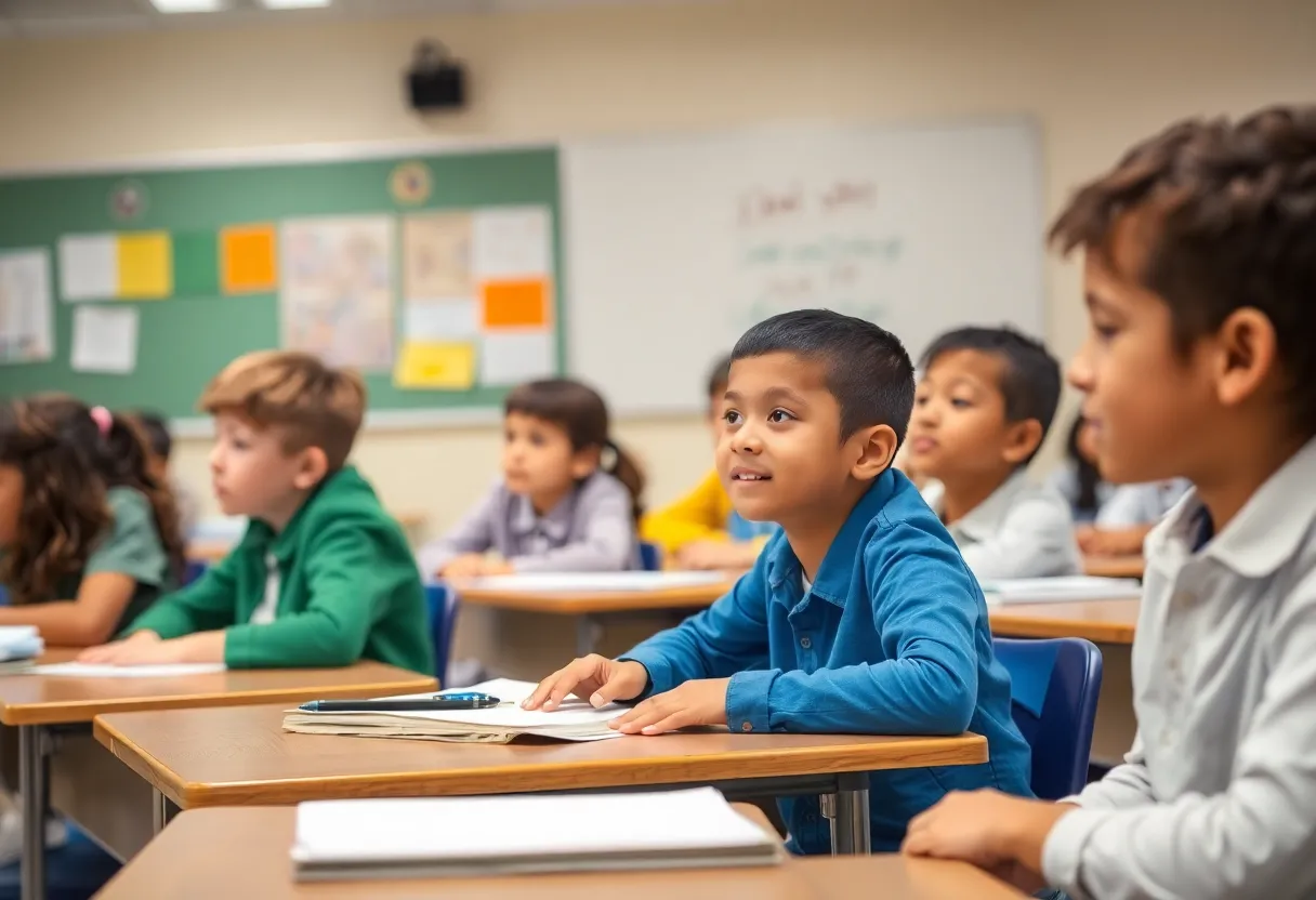 Students in a classroom showing participation and attendance