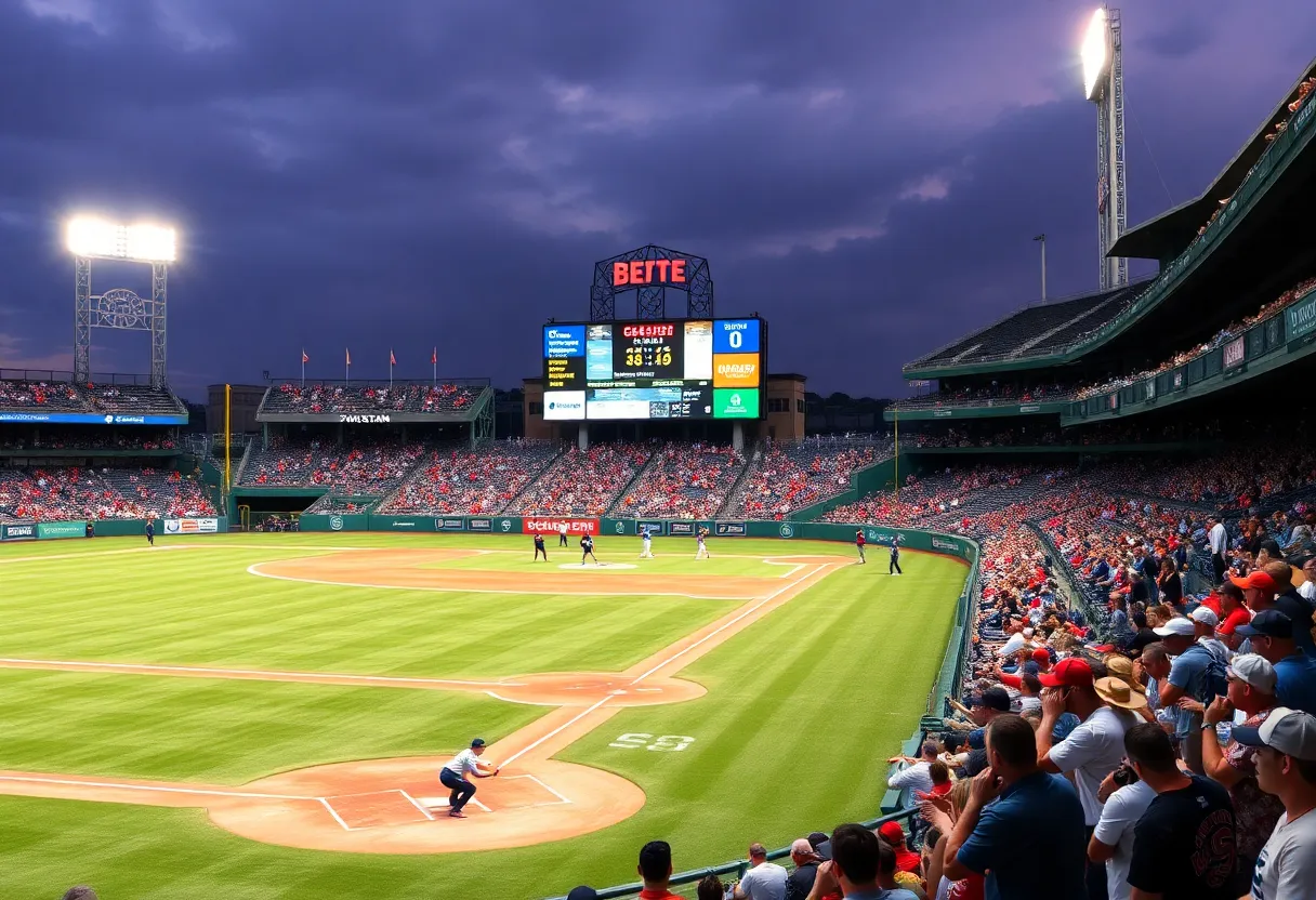 Crowd at a college baseball game celebrating achievements