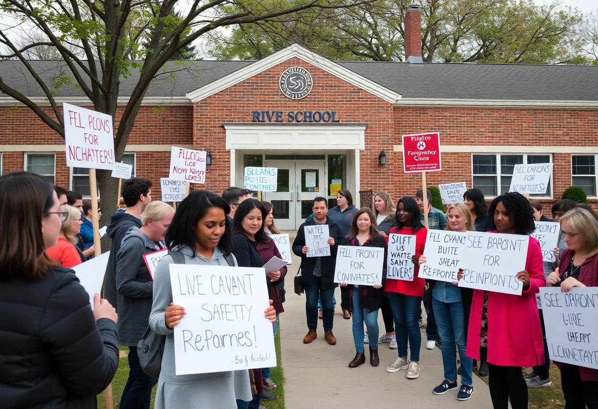 Community members advocating for improved school safety.