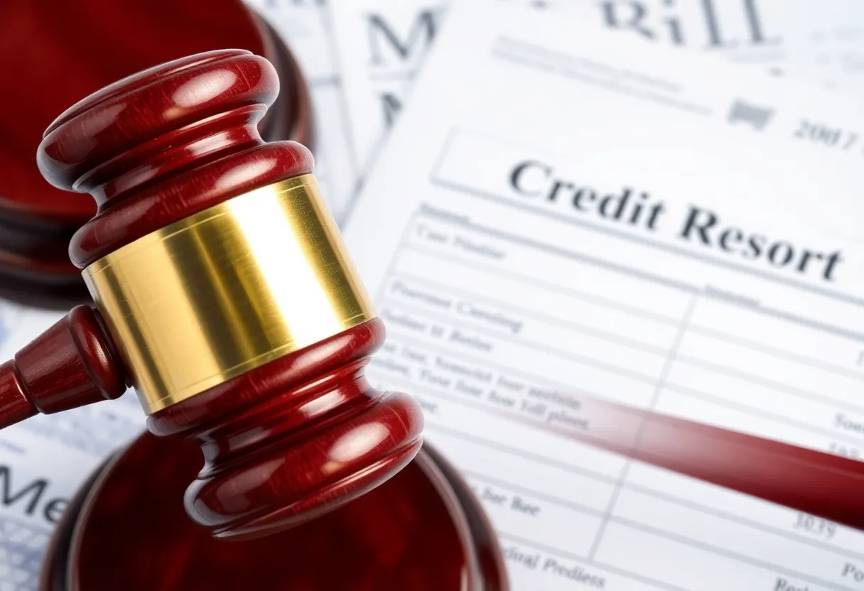 A gavel and a credit report representing the federal ruling on medical debt.