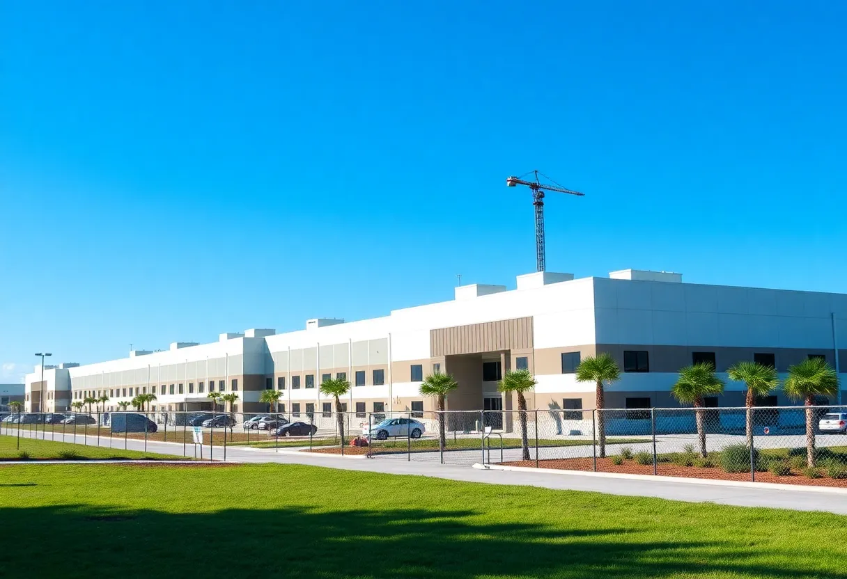 Aerial view of Florida's new immigration detention center under construction.