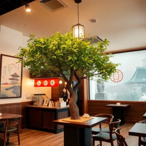 Interior of Kyuramen restaurant in Nashville showcasing Japanese-inspired design.