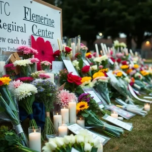 Memorial outside the training center for deputies lost in explosion