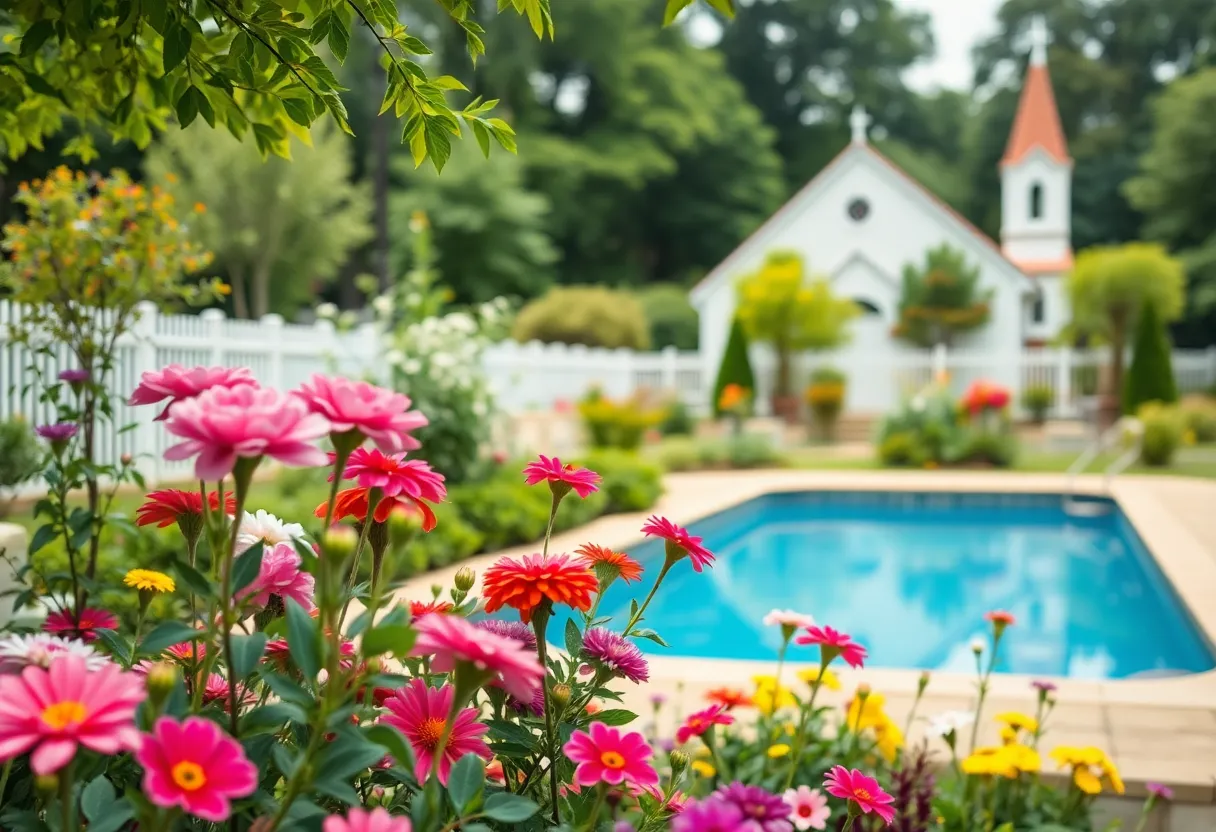 A tranquil garden representing community and family.