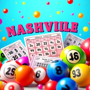 Illustration of lottery tickets and colorful balls representing the Tennessee Lottery.