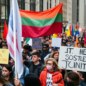 Protesters marching in Nashville to honor John Lewis