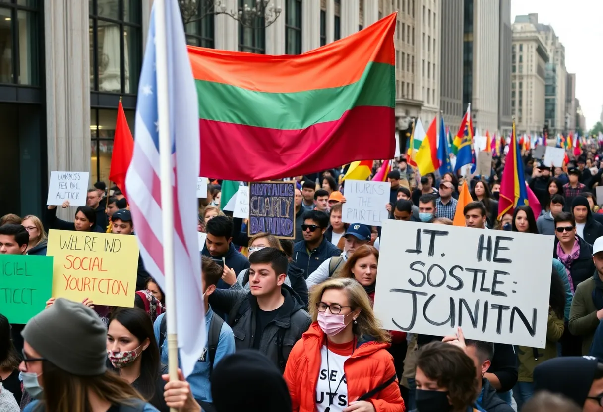 Protesters marching in Nashville to honor John Lewis