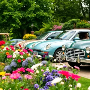 A serene garden filled with vibrant flowers, cars, representing a life well-lived.