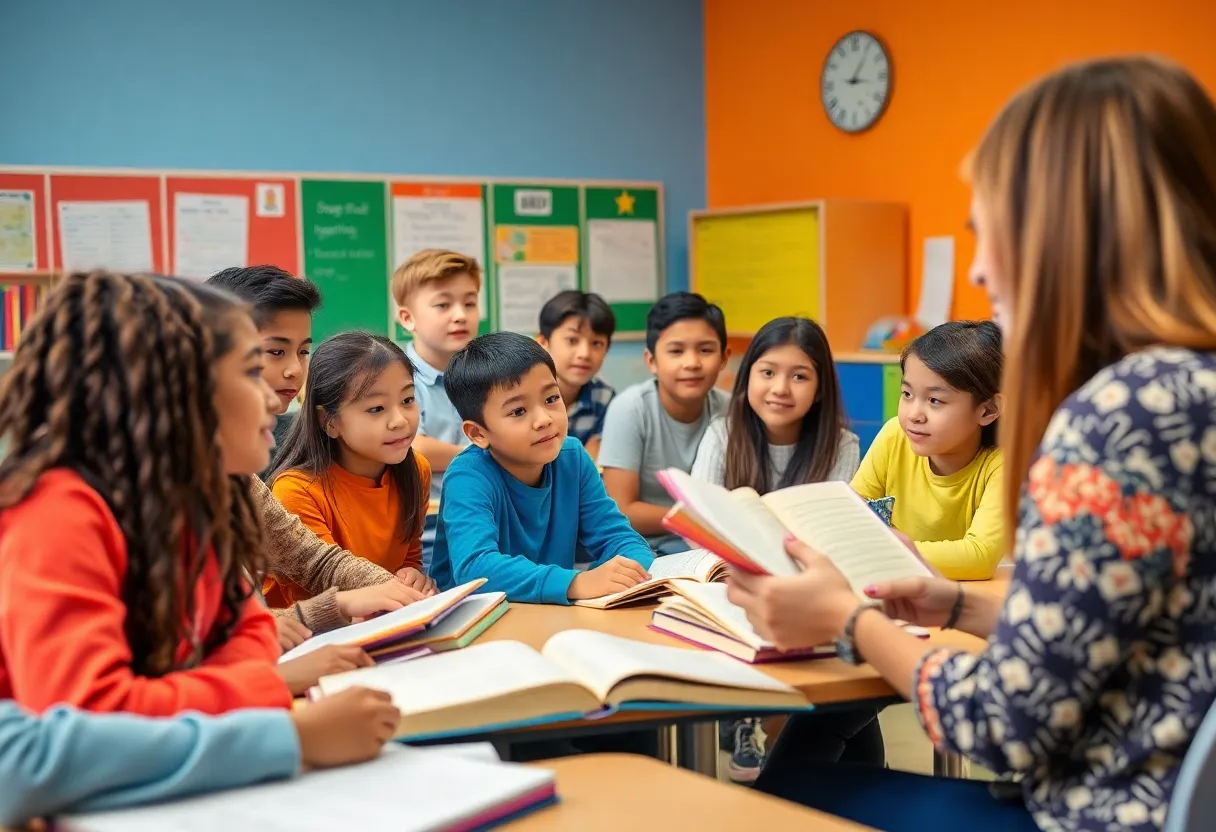 Students actively participating in a classroom learning activity in Metro Nashville.
