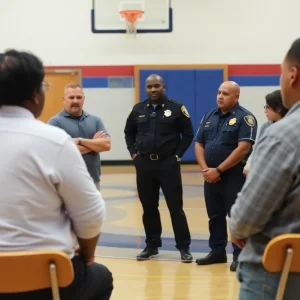 Community members gathering for a discussion on youth violence prevention strategies.