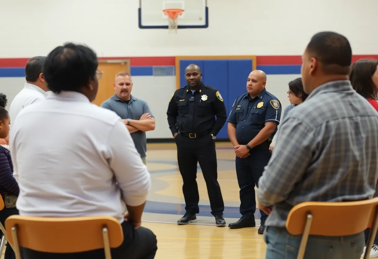 Community members gathering for a discussion on youth violence prevention strategies.