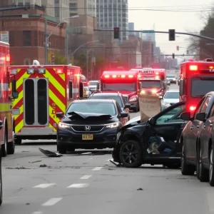 Crash scene in Nashville with emergency services responding.