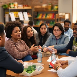 Community members in Nashville discussing food access issues