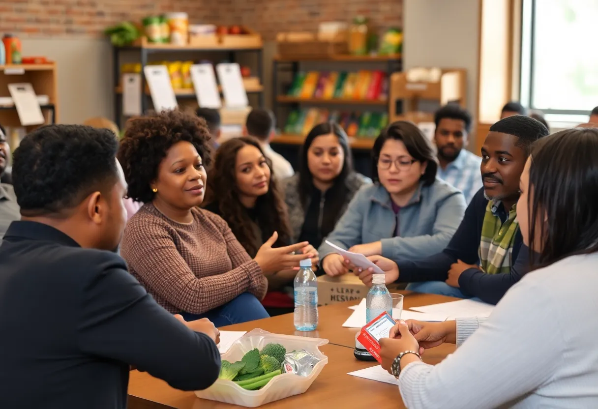 Community members in Nashville discussing food access issues