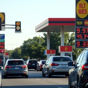 Gas station in Nashville displaying rising prices