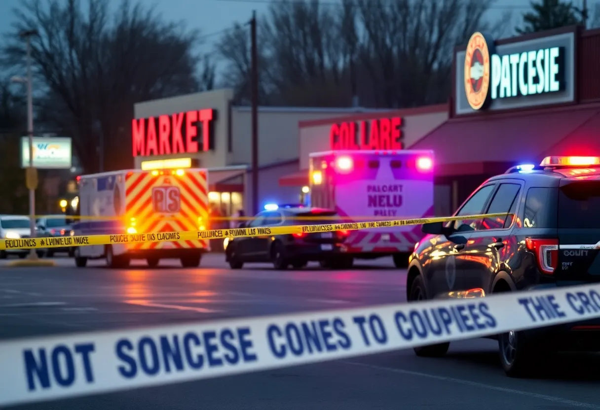 Police presence at a shooting scene outside a market in Nashville.