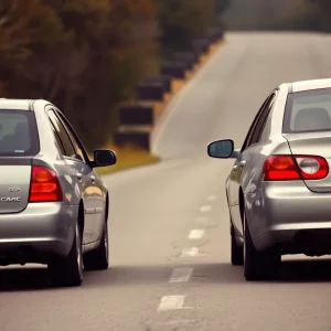 Tense road rage scene between two vehicles in Nashville.