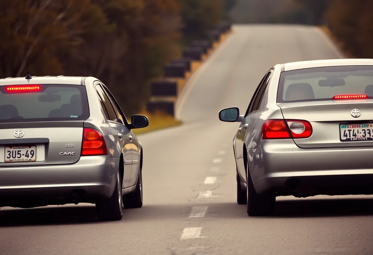 Tense road rage scene between two vehicles in Nashville.