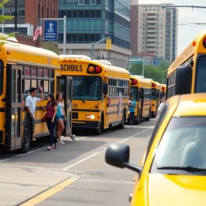 School buses and students in Nashville