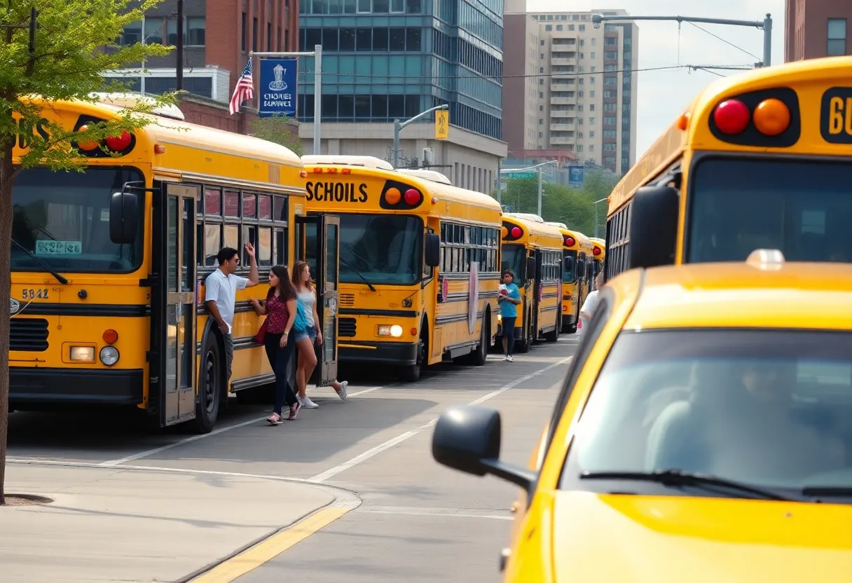 School buses and students in Nashville