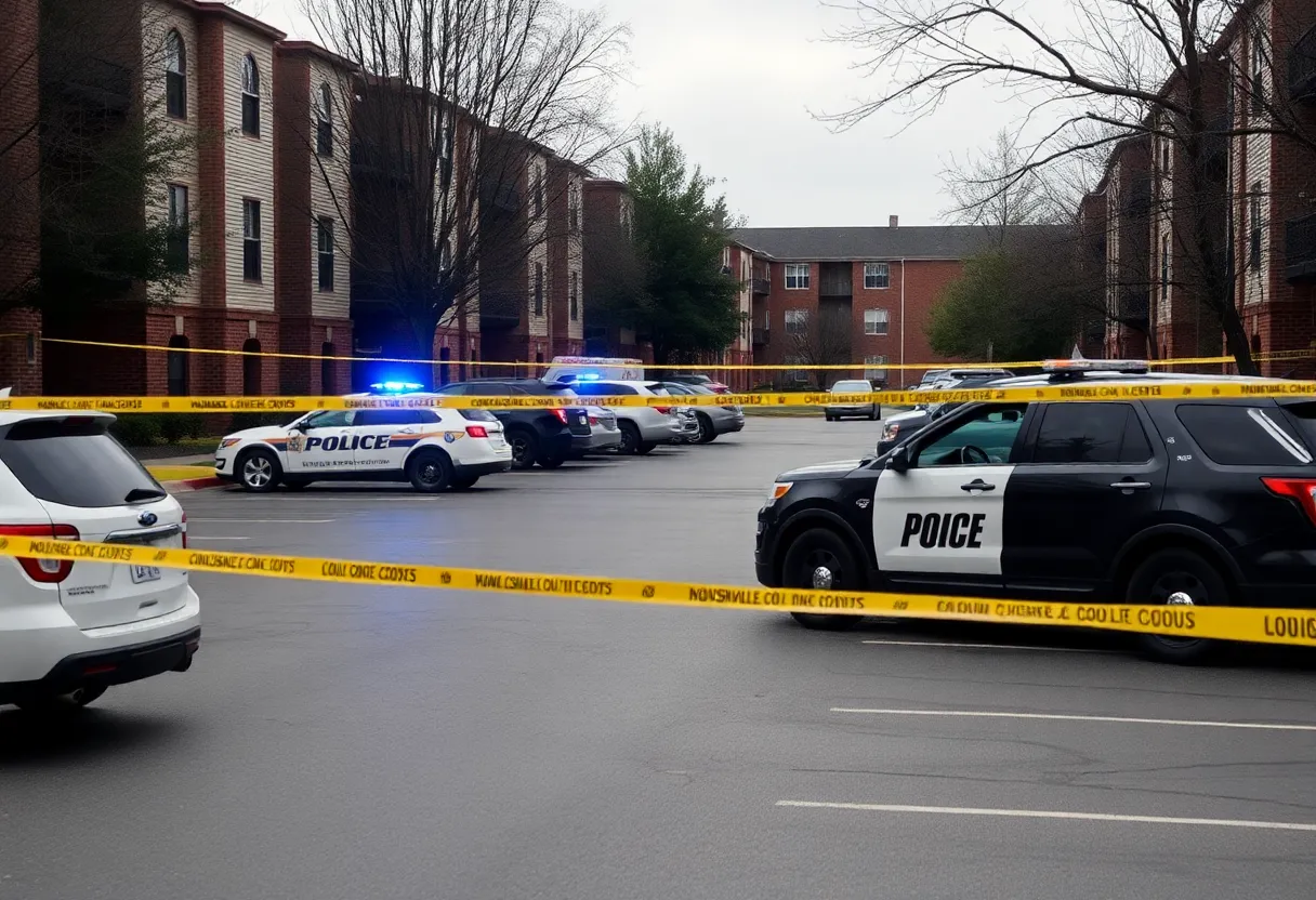 Crime scene at an apartment complex parking lot in Nashville.