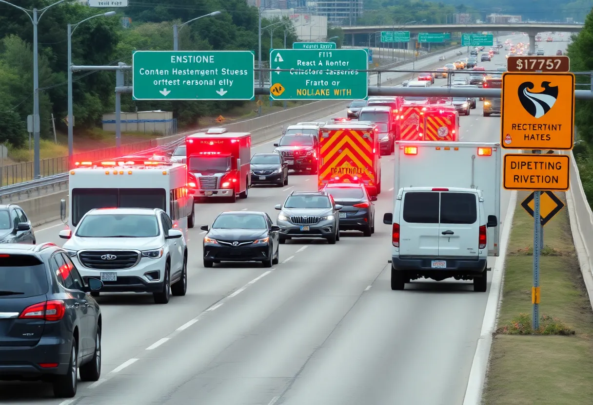 Traffic congestion caused by accidents on a Nashville highway