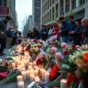 Community members gather for a vigil in memory of a murder victim in Nashville.